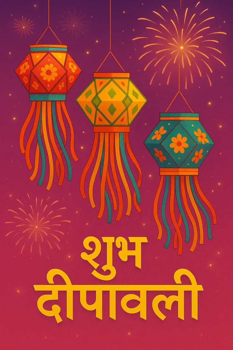 Vertical 9:16 Indian greeting card, crisp premium composition, WhatsApp-forward style but tasteful, vibrant and colorful, no watermark, no b