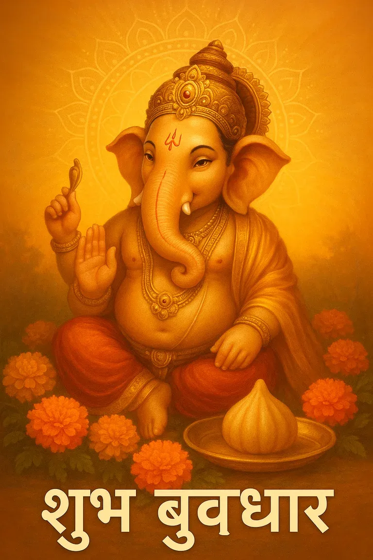 A Ganesha Wednesday card whose overlay text carries a typo