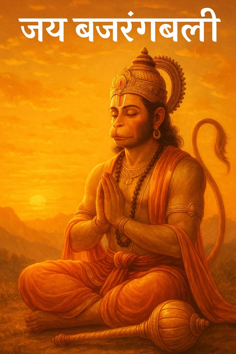 Hanuman in devotion at sunrise — जय बजरंगबली