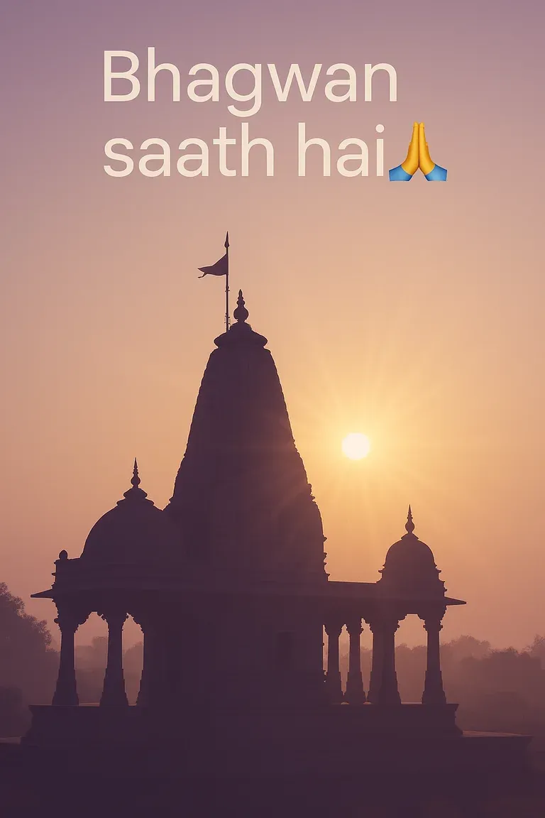 A Hindi quote card about faith, set on warm paper