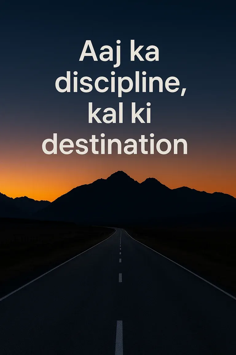 A Hindi quote card on discipline, in bold lettering