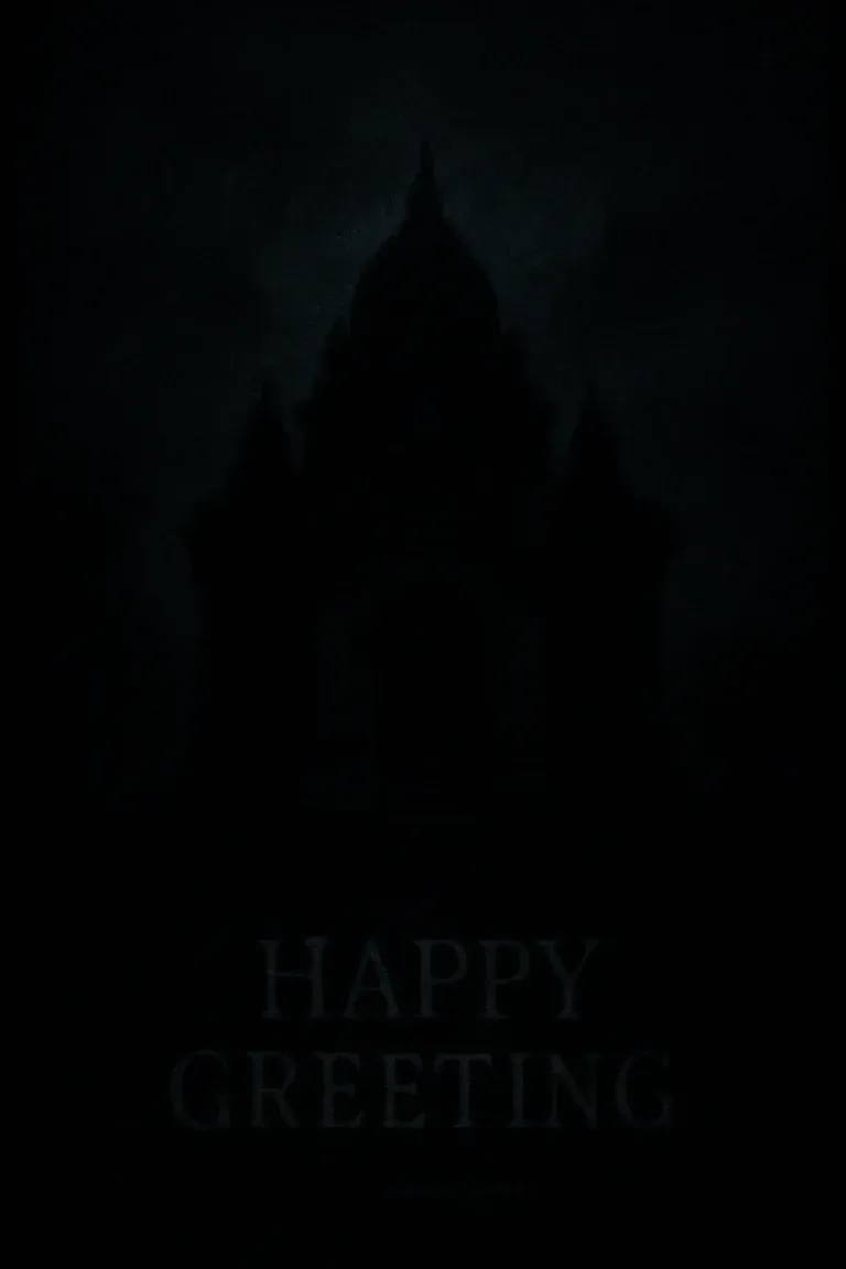 An oppressively dark, illegible greeting card