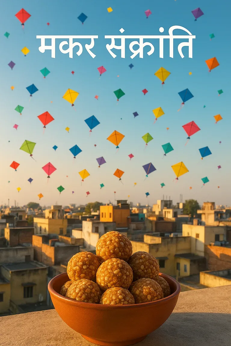 Vertical 9:16 Indian good-morning greeting card, crisp premium composition, WhatsApp-forward style but tasteful, no watermark, no border, no